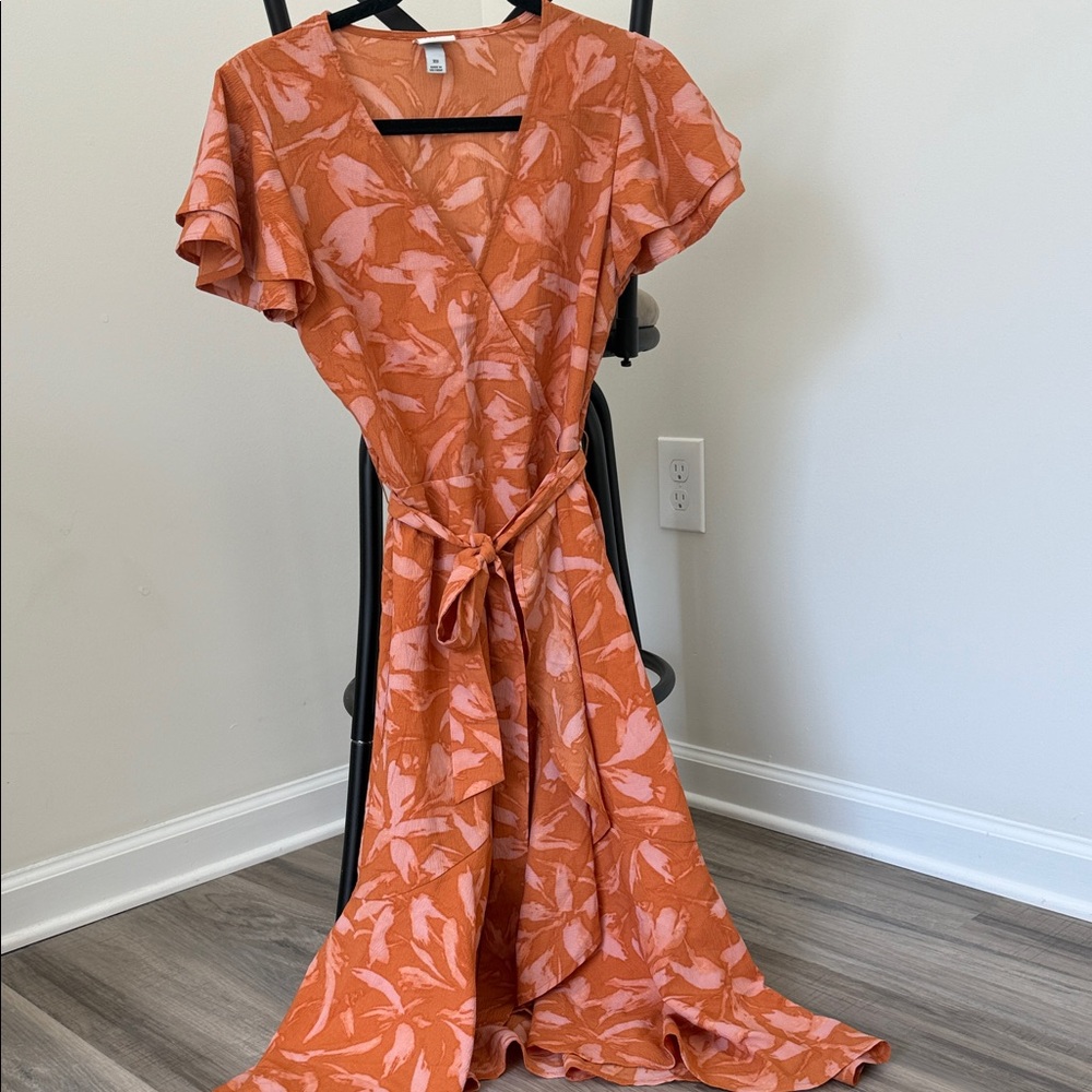 a new day Vibrant Orange Floral Maxi Dress